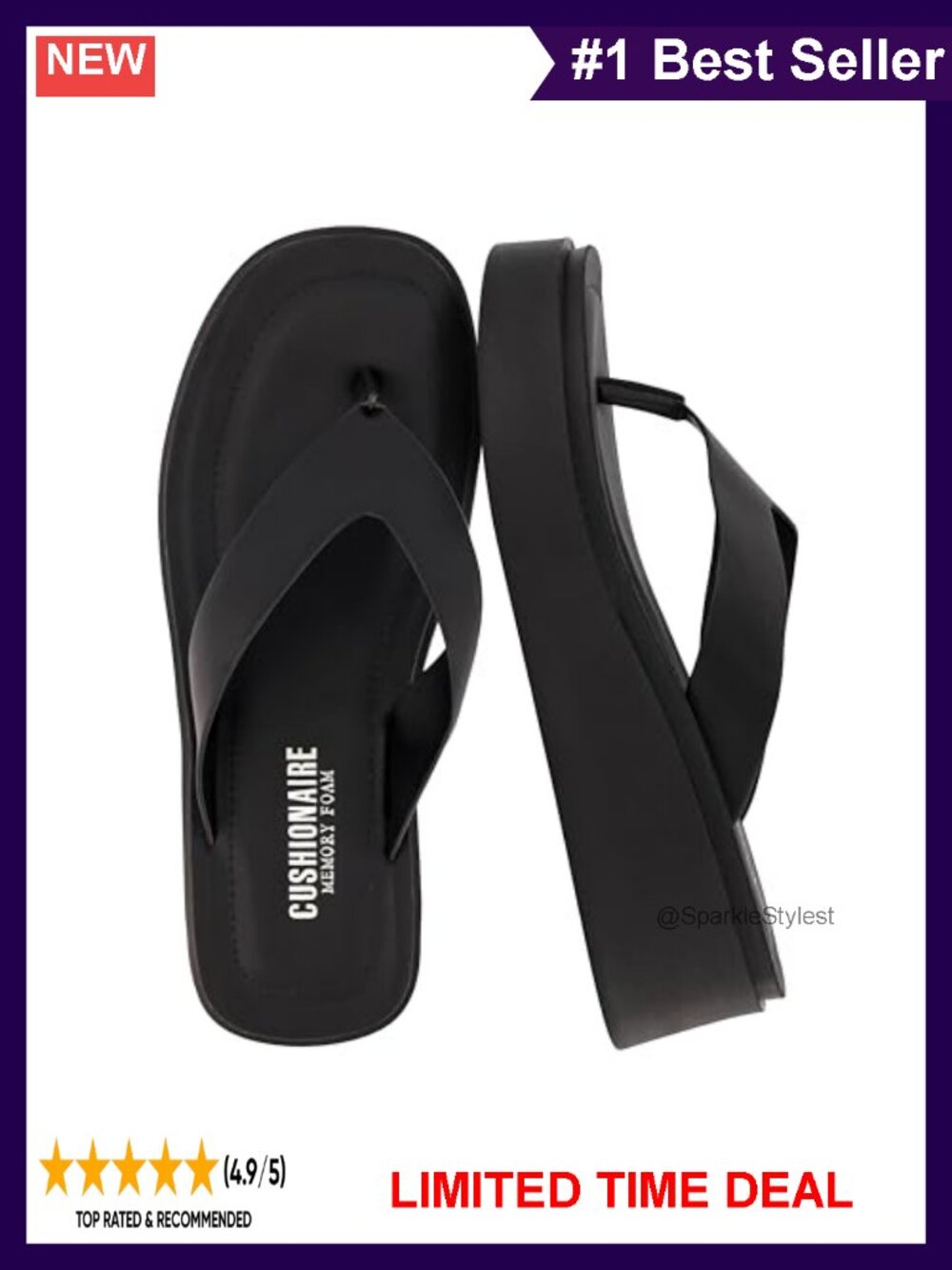 CUSHIONAIRE Pippin Chunky Platform Flip Flops Memory Foam Sandals